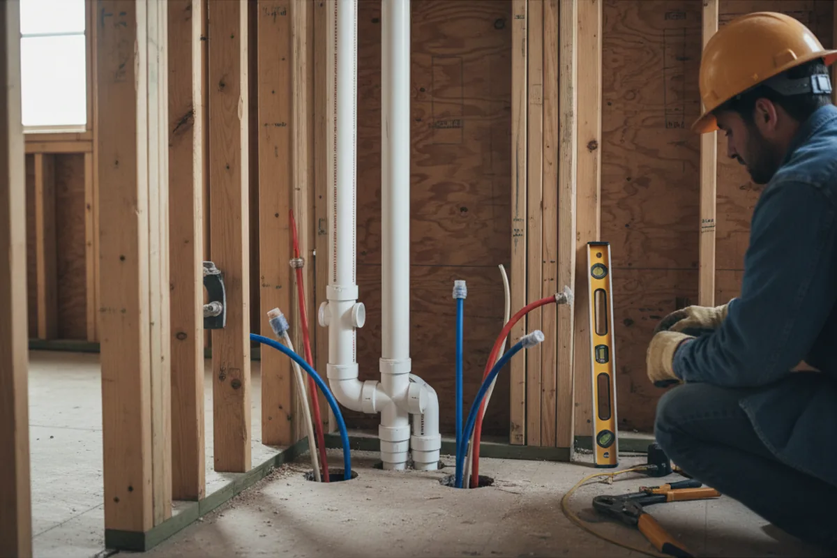 Drain and supply rough-in during Leak Detection in Jewett