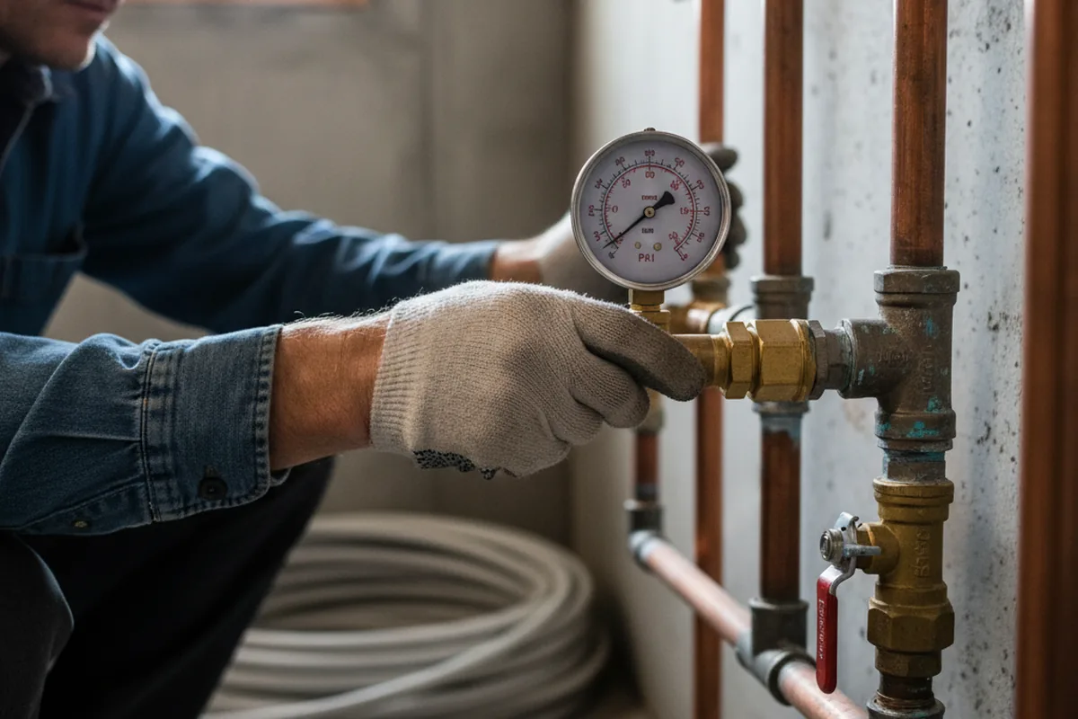Pressure testing a repaired line during Water Line Repair in Jewett